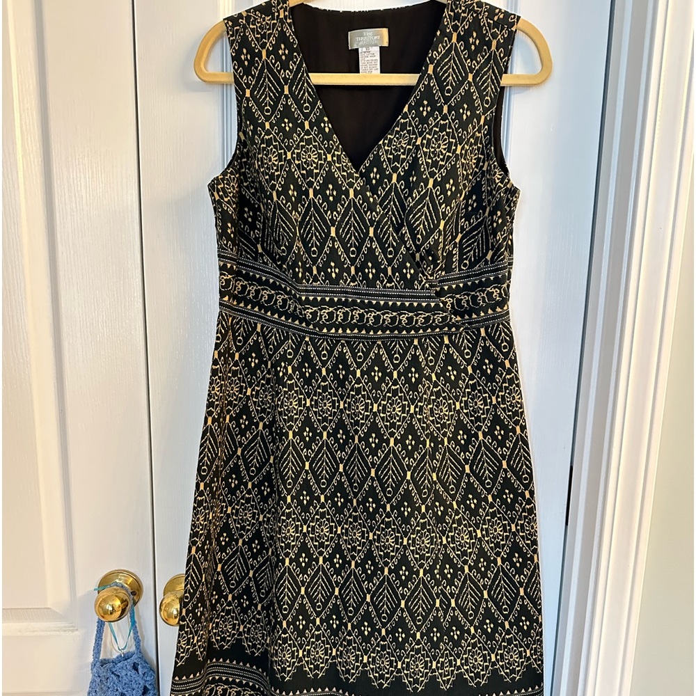 The Territory Ahead Black Cotton Dress V Neck Crossover Empire Side Zip Entry